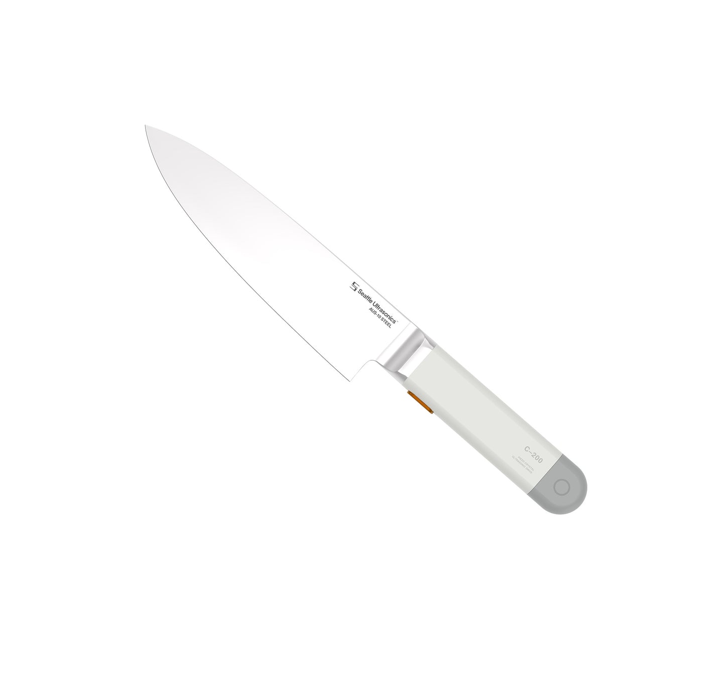 Knife with a white handle on a white background