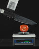 Robot arm pushing knife through tomato while measuring force